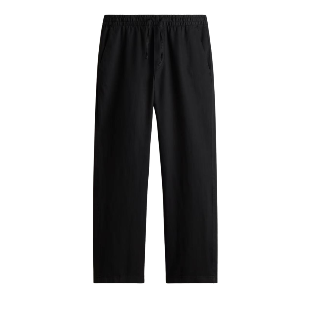 Pure Linen Relaxed Trousers — Black