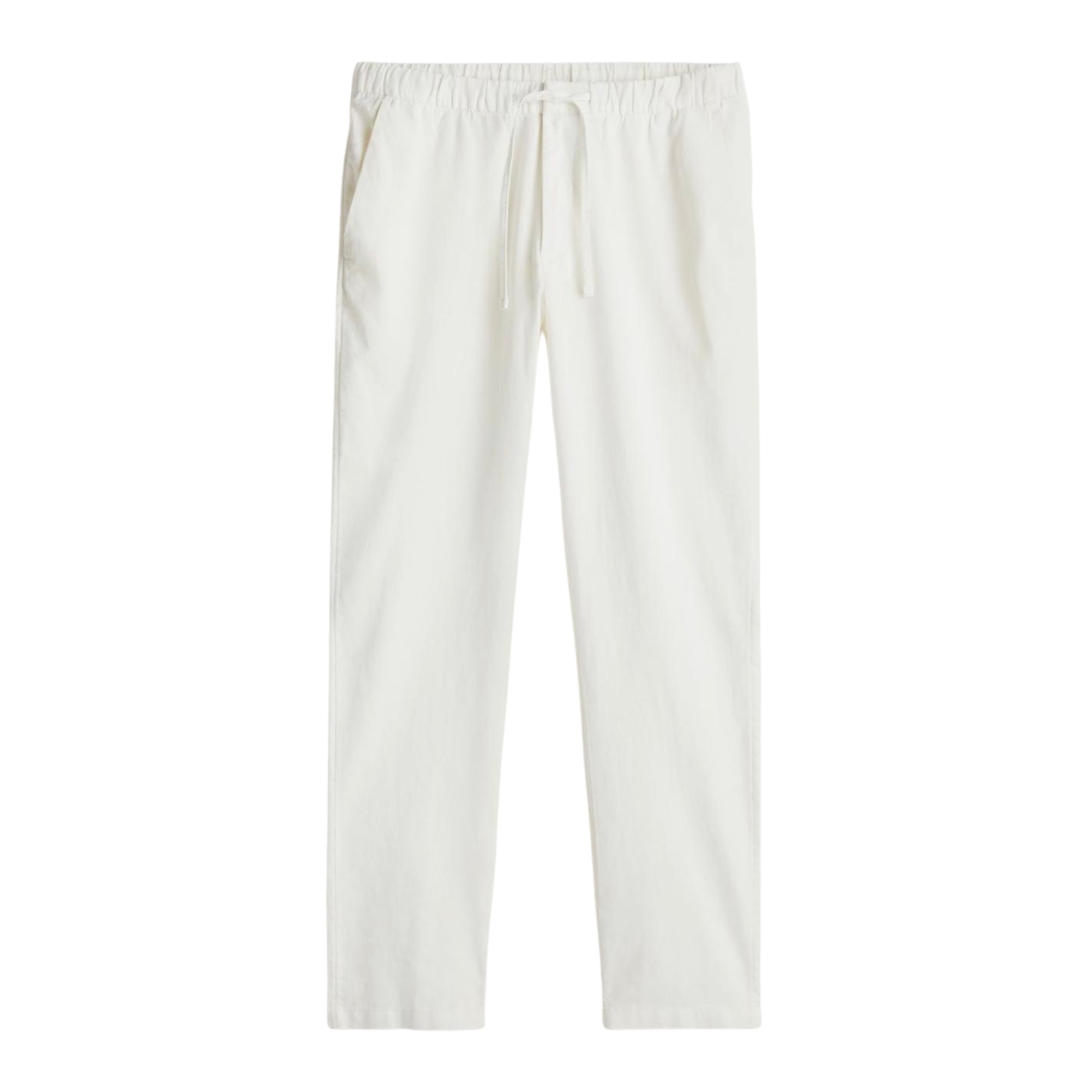 Pure Linen Straight-Leg Trousers — White