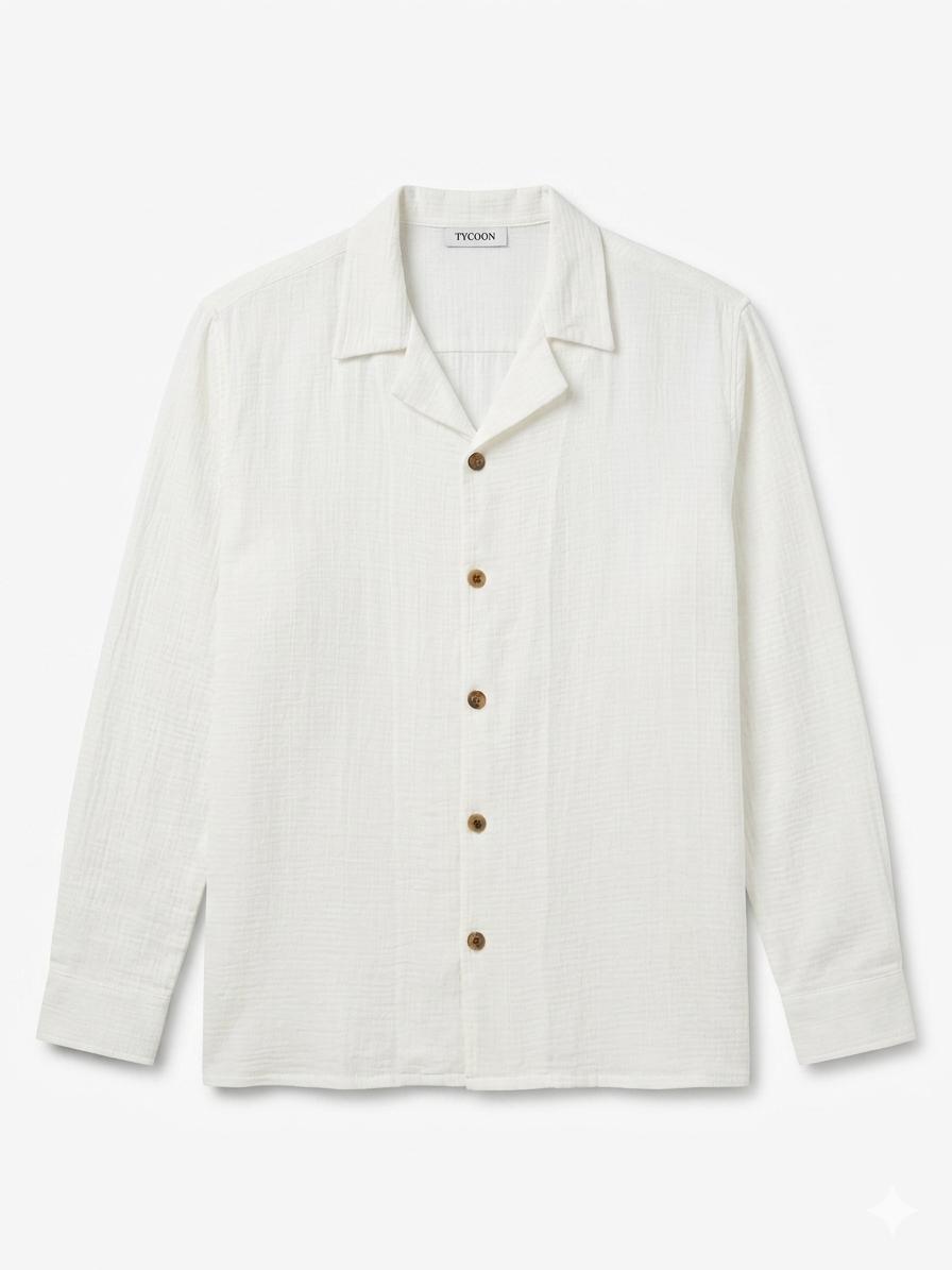 Crinkle Cotton Shirt - White