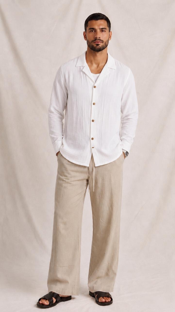 Crinkle Cotton Shirt - White