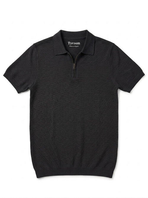 Popcorn Knitted Polo - Black