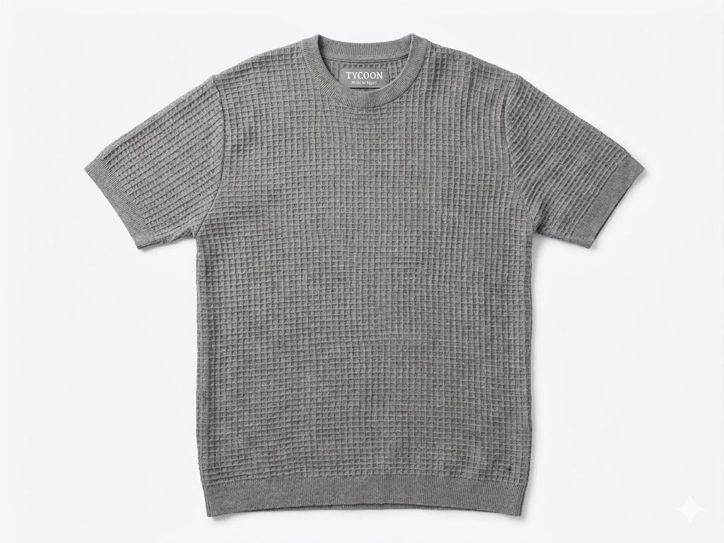 Waffle Knitted Tee - Gray