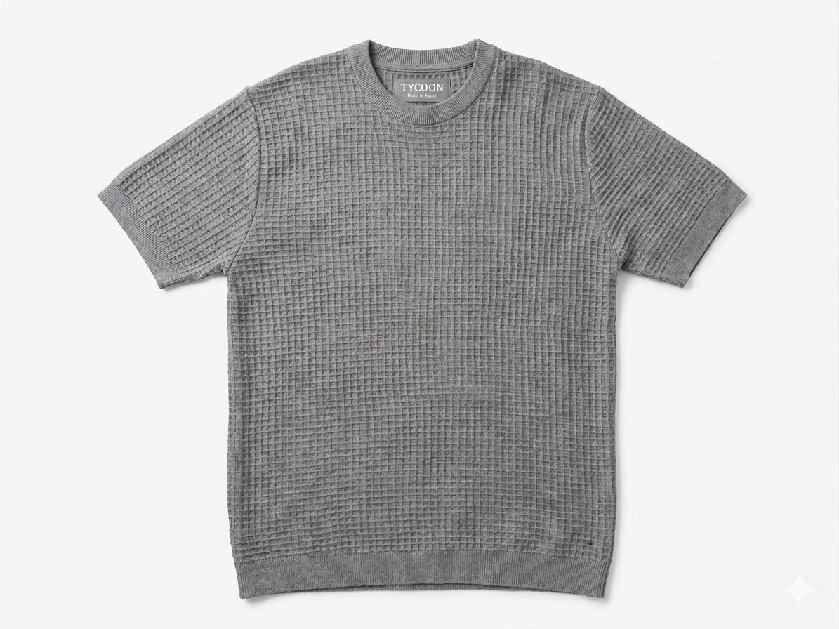 Waffle Knitted Tee - Gray